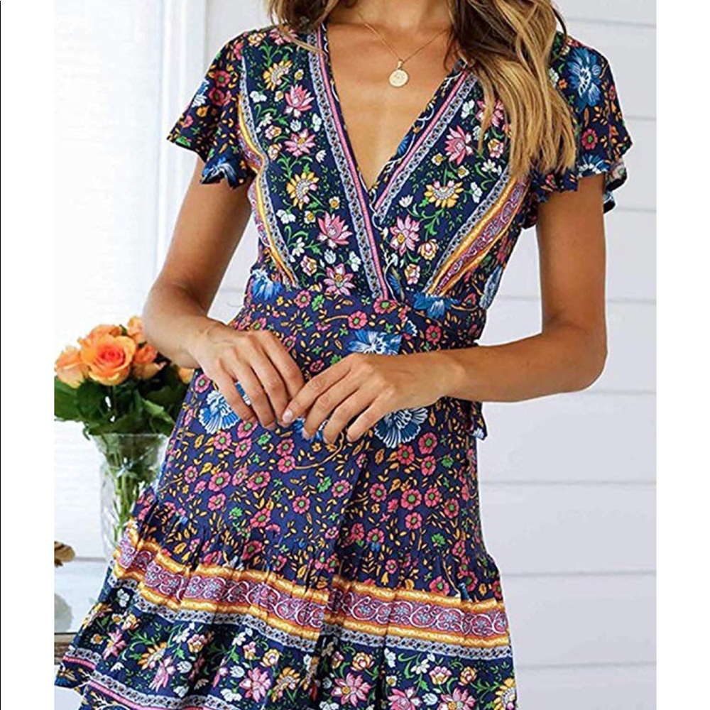 Floral Bohemian Mini Dress - Picture 3 of 6